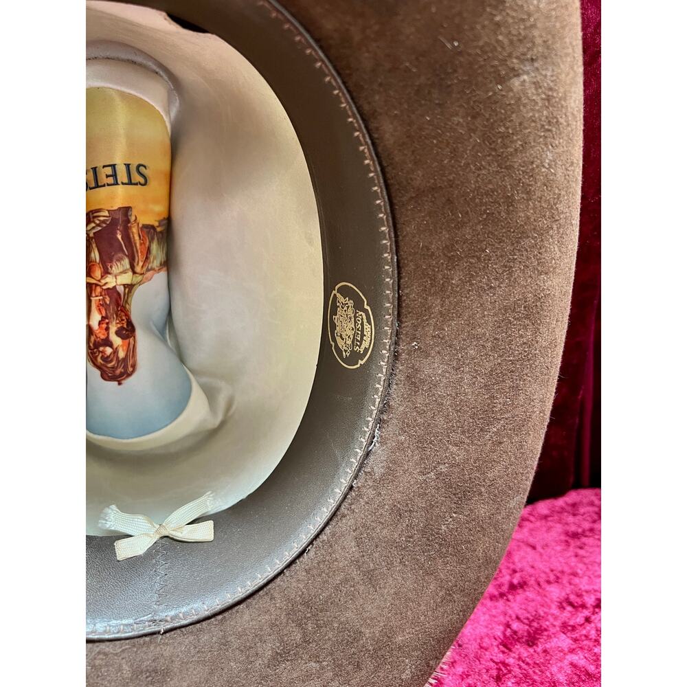 Vintage Brown Wool Cowboy Hat with Silver Conchos Western Style - Stetson Junior - Picture 12 of 13